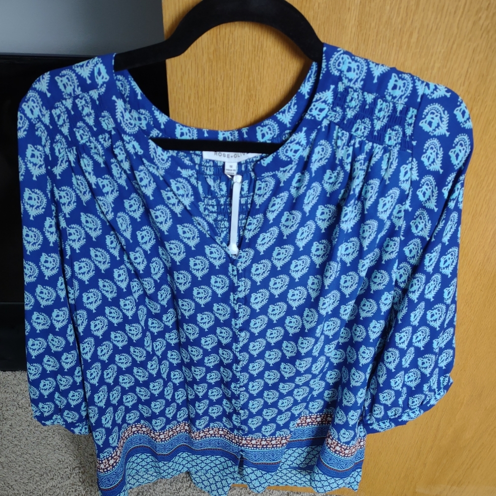 Rose Olive 1x blouse blue new